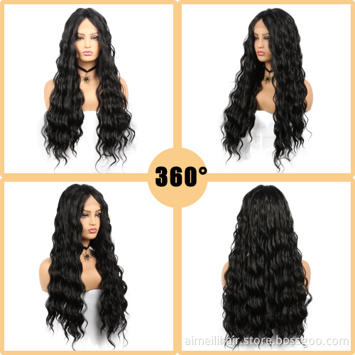 Synthetic Front Lace Wig for Women Wholesale Adjustable Band Daily Life Long Curl Natural Black Lace Front Waver Ladies Hair Wig